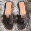 Fashion Imitation Hermes Oran Sandals In Black Ostrich Leather JM1333nM61