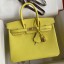 First-class Quality Hermes Birkin 25 Retourne Handmade Bag In Lime Epsom Calfskin JM274Kv15