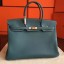 First-class Quality Hermes Birkin 40 Handmade Bag In Blue Jean Clemence Leather JM660vx69
