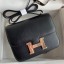 First-class Quality Hermes Constance 18 Handmade Bag In Black Chevre Mysore Leather JM1764Kv15