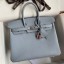 Hermes Birkin 25 Retourne Handmade Bag In Blue Lin Epsom Calfskin JM426bT70