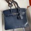 Hermes Birkin 25 Retourne Handmade Bag In Blue Saphir Lizard Leather JM1972vF44