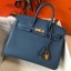 Hermes Birkin 25cm Bag In Blue Agate Clemence Leather GHW JM1398FT69