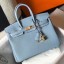 Hermes Birkin 25cm Bag In Blue Lin Clemence Leather GHW JM691fN93