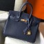 Hermes Birkin 25cm Bag In Navy Blue Clemence Leather GHW JM1832SV68