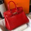 Hermes Birkin 25cm Bag In Red Embossed Crocodile Leather JM1730RX32