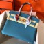 Hermes Birkin 30 Handmade Bag In Blue Jean Clemence Leather JM373jo45