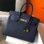 Hermes Birkin 30cm Bag In Dark Blue Clemence Leather GHW JM1701xJ94