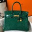 Hermes Birkin 30cm Bag In Green Embossed Crocodile Leather JM1120nF79