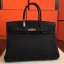 Hermes Birkin 40 Handmade Bag In Black Clemence Leather JM260yK94