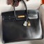 Hermes Birkin 40 Retourne Handmade Bag In Black Box Calfskin JM1360nV16