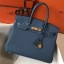 Hermes Blue Agate Clemence Birkin 30cm Bag JM488Ej26