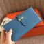 Hermes Blue Jean Clemence Bearn Gusset Wallet JM1492kG55