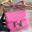 Hermes Constance 18 Handmade Bag In Pink Ostrich Leather JM1237Qv86