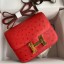 Hermes Constance 18 Handmade Bag In Red Ostrich Leather JM1161Nr89