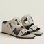 Hermes Figari 55mm Wedge Sandals In Ivory Nappa Leather JM336Hd99