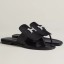 Hermes Galerie Sandals In Black Calfskin JM2071eL18