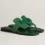 Hermes Galerie Sandals In Green Suede Leather JM1803hI90