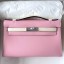 Hermes HSS Kelly Pochette Bicolor Bag in Pink and Craie Swift Calfskin JM1348Rd78