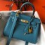 Hermes Kelly 20cm Bag In Blue Jean Clemence Leather GHW JM1404Xy49