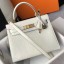 Hermes Kelly 25cm Handmade Bag In White Embossed Crocodile Leather JM1175OG45