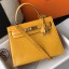Hermes Kelly 25cm Handmade Bag In Yellow Embossed Crocodile Leather JM1424Wx63