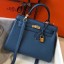 Hermes Kelly 25cm Retourne Bag In Agate Blue Clemence Leather JM1505hI90