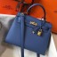 Hermes Kelly 25cm Sellier Bag In Agate Blue Epsom Leather JM13MV77