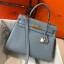 Hermes Kelly 28cm Bag In Blue Lin Clemence Leather GHW JM267Nr89