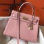 Hermes Kelly 28cm Bag In Pink Clemence Leather GHW JM897yC28