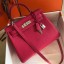 Hermes Kelly 28cm Bag In Rose Red Clemence Leather PHW JM781tu77