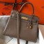 Hermes Kelly 28cm Bag In Taupe Grey Clemence Leather GHW JM1582aM39