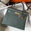 Hermes Kelly 28cm Bag In Vert Amande Clemence Leather GHW JM1508QF99