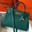 Hermes Kelly 32cm Bag In Malachite Clemence Leather GHW JM333zN56