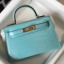 Hermes Kelly Mini II Bag In Blue Atoll Embossed Crocodile Leather JM522jC82