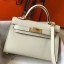 Hermes Kelly Mini II Bag In White Epsom Leather GHW JM1319eo14