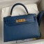 Hermes Kelly Mini II Sellier Handmade Bag In Deep Blue Epsom Calfskin JM1459Nr89