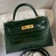 Hermes Kelly Mini II Sellier Handmade Bag In Malachite Shiny Alligator Leather JM1265Lp50