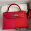 Hermes Kelly Mini II Sellier Tri-color Bag In Red/Rose Extreme/Blue Epsom Calfskin JM1226zZ68