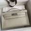 Hermes Kelly Pochette Handmade Bag In Beton Matte Alligator Leather JM760Wv88