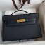 Hermes Kelly Pochette Handmade Bag In Black Epsom Calfskin JM366Yn66