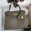 Hermes Kelly Retourne 25 Handmade Bag In Etain Clemence Leather JM1998Hv51