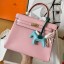 Hermes Kelly Retourne 25 Handmade Bag In Pink Swift Calfskin JM1328Np64