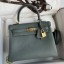 Hermes Kelly Retourne 25 Handmade Bag In Vert Amande Clemence Leather JM667Wj24