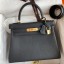 Hermes Kelly Retourne 28 Handmade Bag In Black Clemence Leather JM714Rc30