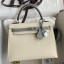 Hermes Kelly Sellier 25 Bicolor Bag in Craie and Gris Mouette Epsom Calfskin JM1344QT69