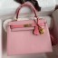 Hermes Kelly Sellier 25 Bicolor Bag in Rose Confetti and Lipstick Mysore Goatskin JM929zN56