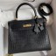 Hermes Kelly Sellier 25 Handmade Bag In Black Crocodile Niloticus Matte Skin JM994QX19
