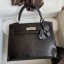 Hermes Kelly Sellier 25 Handmade Bag In Black Lizard Leather JM1596Kd37