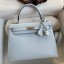 Hermes Kelly Sellier 25 Handmade Bag In Blue Brume Epsom Calfskin JM1320bT70